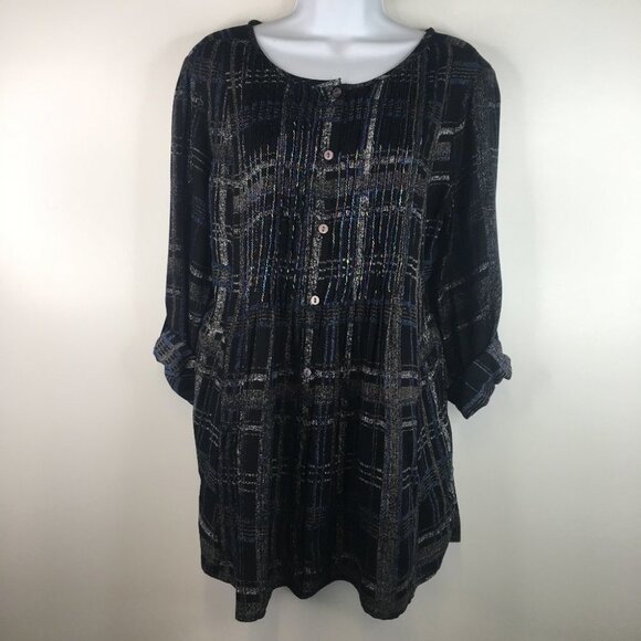 Soft Surroundings Beaded Button Down Long Blouse Tunic Top  Small - Picture 1 of 10